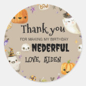 Ghost Halloween Verjaardagsfeestlabels Ronde Sticker (Voorkant)