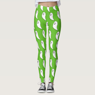 Ghost Halloween wit schattig patroon groen Leggings