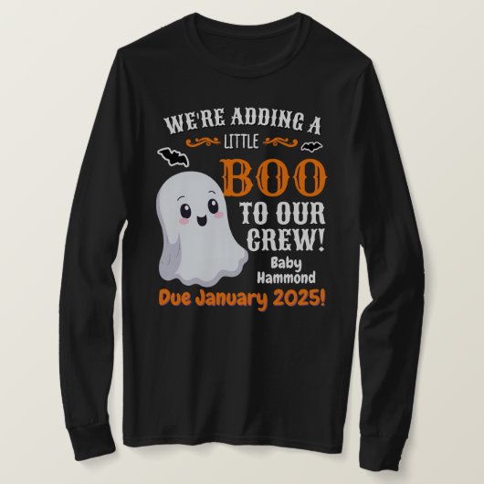 Ghost Halloween zwangerschapsaankondiging met lang T-shirt (Design voorkant)