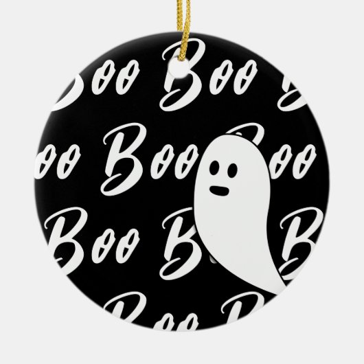 Ghost Halloween zwart wit boek Keramisch Ornament (Voorkant)