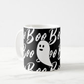 Ghost Halloween zwart-wit boek tekstpatroon Koffiemok (Voorkant links)