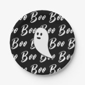Ghost Halloween zwart-wit boek tekstpatroon Papieren Bordje (Voorkant)