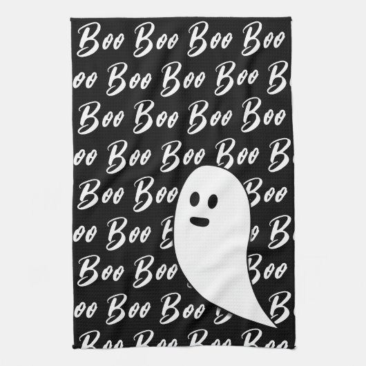 Ghost Halloween zwart wit boek Theedoek (Verticaal)