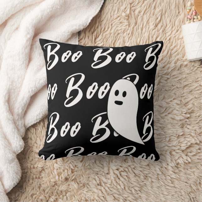 Ghost Halloween zwart-wit boo patroon Kussen (Deken)