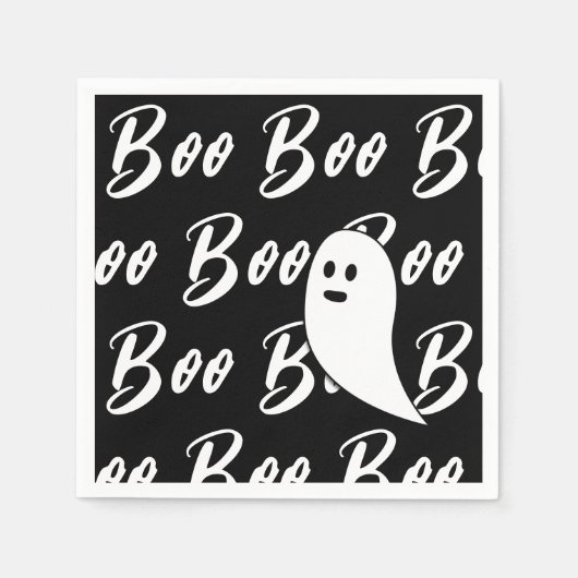 Ghost Halloween zwart-wit boo patroon Servet (Voorkant)