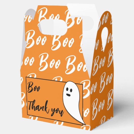 Ghost Halloween zwart wit oranje boo Dank je Bedankdoosjes (Geopend)