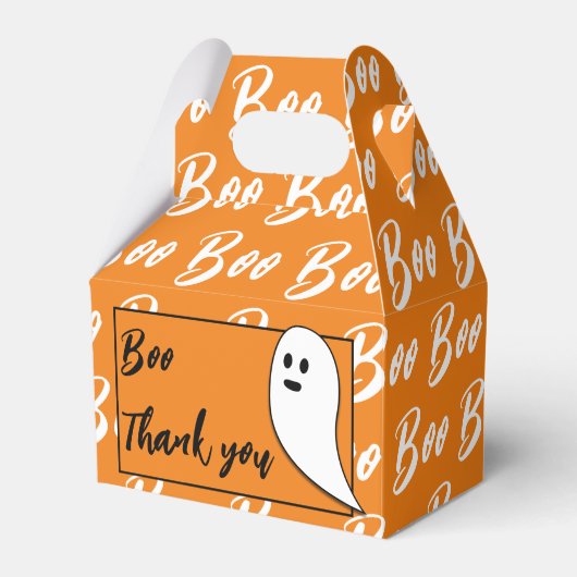 Ghost Halloween zwart wit oranje boo Dank je Bedankdoosjes (Voorkant Zijde)