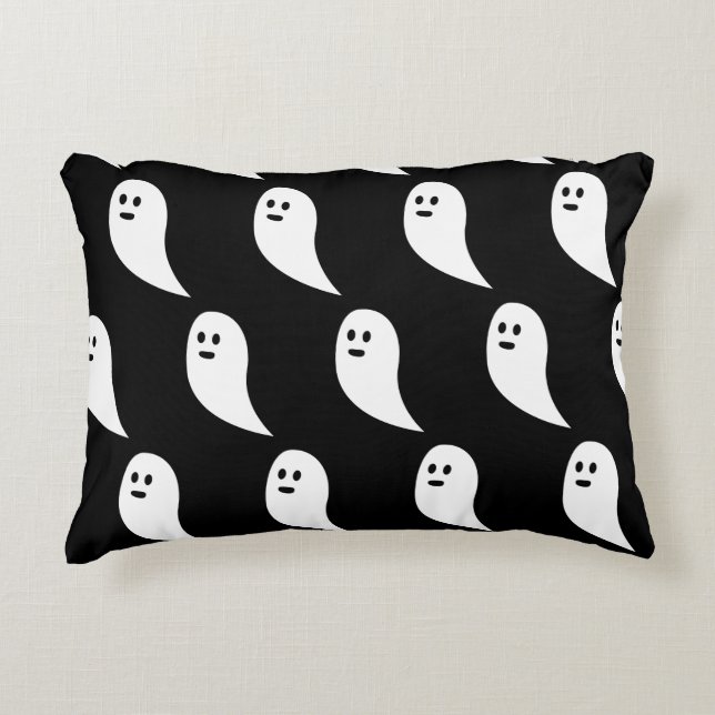 Ghost Halloween zwart wit schattig patroon Accent Kussen (Voorkant)