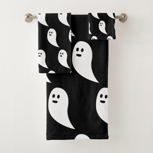 Ghost Halloween zwart wit schattig patroon Bad Handdoek (Insitu)