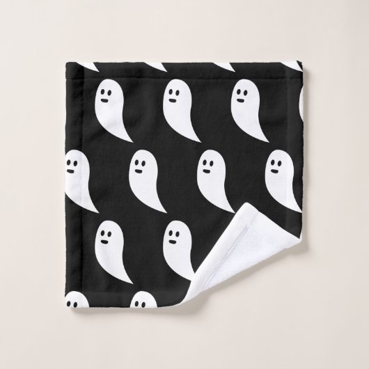 Ghost Halloween zwart wit schattig patroon Bad Handdoek (Wasdoekje)