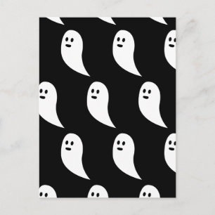 Ghost Halloween zwart wit schattig patroon Briefkaart