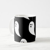 Ghost Halloween zwart wit schattig patroon Koffiemok (Voorkant links)