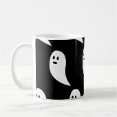 Ghost Halloween zwart wit schattig patroon Koffiemok (Links)