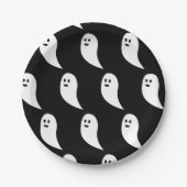 Ghost Halloween zwart wit schattig patroon Papieren Bordje (Voorkant)