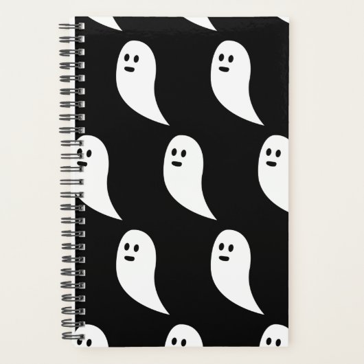 Ghost Halloween zwart wit schattig patroon Planner (Voorkant)