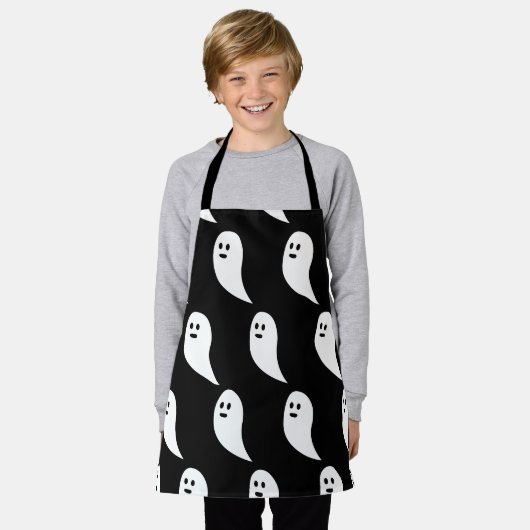 Ghost Halloween zwart wit schattig patroon Schort (Gedragen)