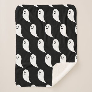 Ghost Halloween zwart wit schattig patroon Sherpa Deken