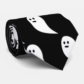Ghost Halloween zwart wit schattig patroon Stropdas (Opgerold)