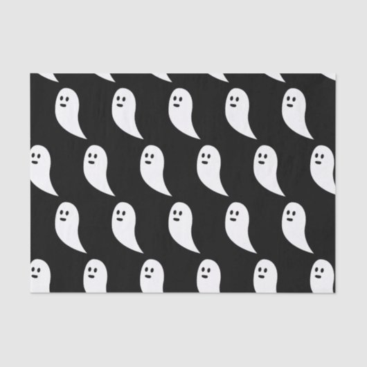 Ghost Halloween zwart wit schattig patroon Tissuepapier (Voorkant)