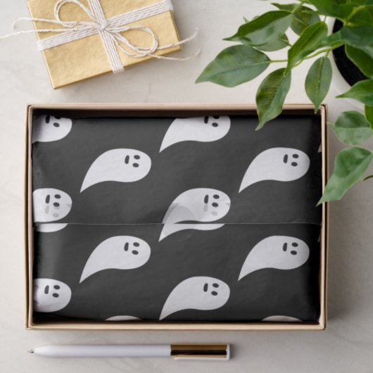 Ghost Halloween zwart wit schattig patroon Tissuepapier (Geschenk)