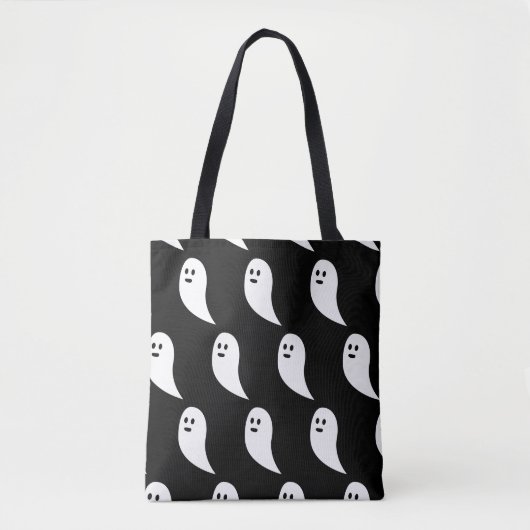 Ghost Halloween zwart wit schattig patroon Tote Bag (Voorkant)