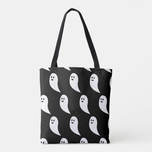 Ghost Halloween zwart wit schattig patroon Tote Bag (Achterkant)