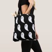 Ghost Halloween zwart wit schattig patroon Tote Bag (Dichtbij)