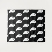 Ghost Halloween zwart wit schattig patroon Wandkleed (Voorkant (horizontaal))