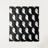 Ghost Halloween zwart wit schattig patroon Wandkleed (Voorkant)