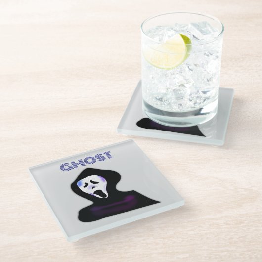 GHOST HALWEEN GLAZEN ONDERZETTER (Schuin)