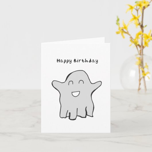 Ghost Happy Birthday Kaart (Gele Bloem)