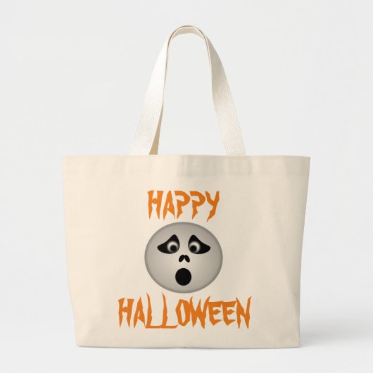GHOST "HAPPY HALLOWEEN" GROTE TOTE BAG (Voorkant)