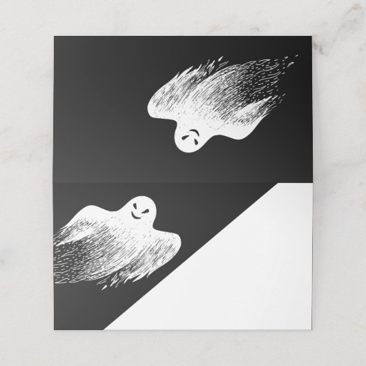 Ghost Happy Halloween Party Naam Plaats Kaart Plaatskaartje (Buitenkant ongevouwen)