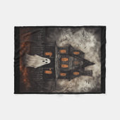 Ghost Haunted House Midnight Halloween Gho Fleece Deken (Voorkant (Horizontaal))