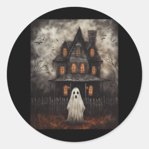 Ghost Haunted House Midnight Halloween Gho Ronde Sticker