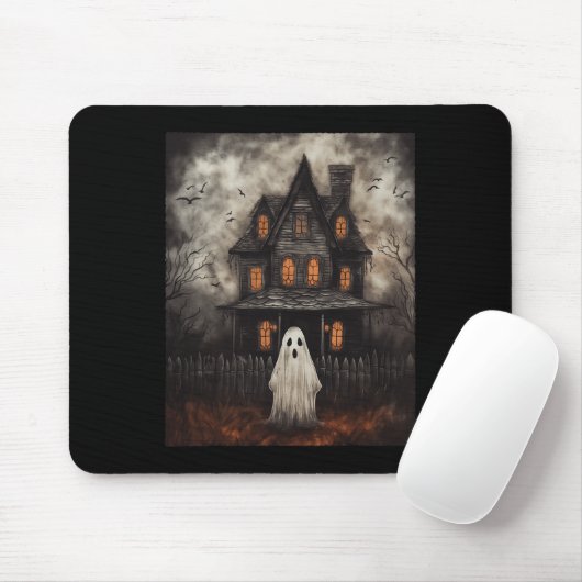 Ghost Haunted House Midnight Halloween Ghost Spook Muismat (Met muis)