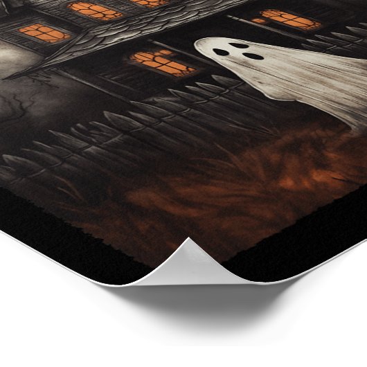 Ghost Haunted House Midnight Halloween Ghost Spook Poster (Hoek)