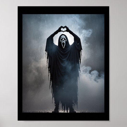 Ghost Heart Hands Scary Face Horror Poster Hallowe (Voorkant)