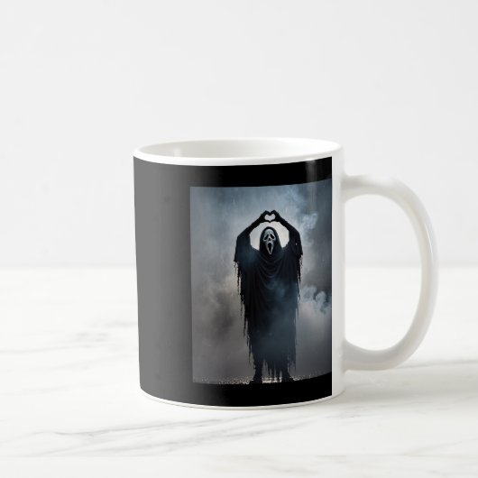 Ghost Heart Hands Scary Face Horror Poster Hallowe Koffiemok (Rechts)