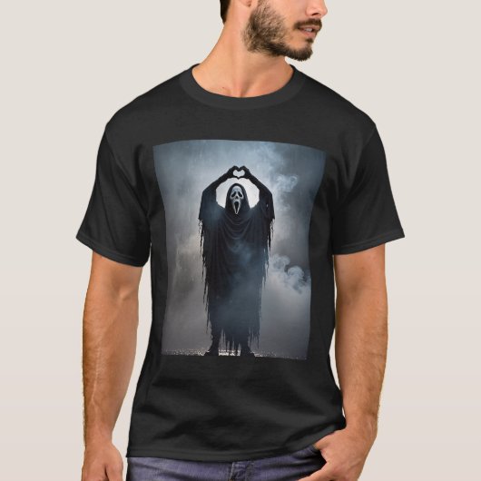 Ghost Heart Hands Scary Face Horror Poster Hallowe T-shirt (Voorkant)