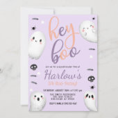 Ghost Hey Boo Pastel Paarse Halloween Verjaardag Kaart (Voorkant)