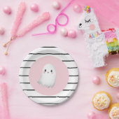 Ghost Hey Boo Pastel Roze Halloween Verjaardag Papieren Bordje (Feest)