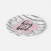 Ghost Hey Boo Pastel Roze Halloween Verjaardag Papieren Bordje (Gekanteld)