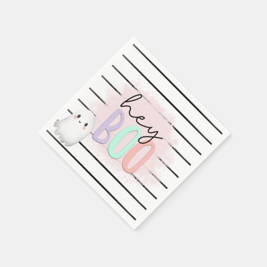 Ghost Hey Boo Pastel Roze Halloween Verjaardag Servet (Hoek)