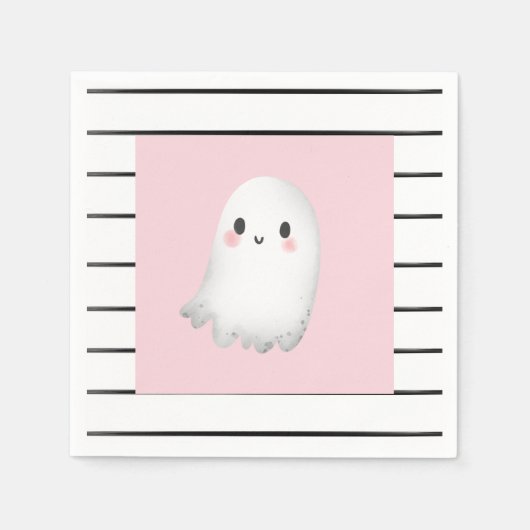 Ghost Hey Boo Pastel Roze Halloween Verjaardag Servet (Voorkant)