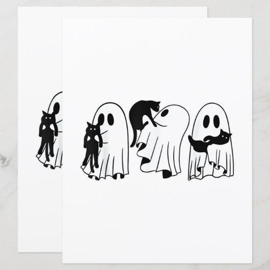 Ghost Holding Black Cat Funny Halloween Cat Lovers (Voorkant / Achterkant)