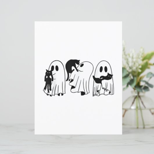 Ghost Holding Black Cat Funny Halloween Cat Lovers (Staand voorkant)