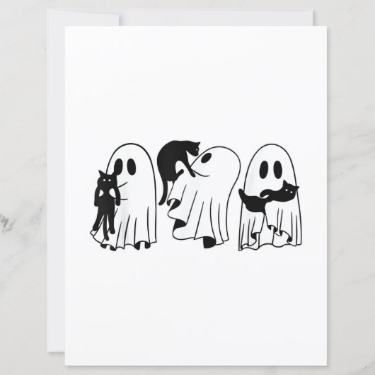 Ghost Holding Black Cat Funny Halloween Cat Lovers (Voorkant)