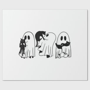 Ghost Holding Black Cat Funny Halloween Cat Lovers Cadeaupapier
