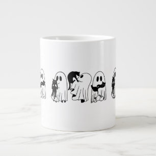 Ghost Holding Black Cat Funny Halloween Cat Lovers Grote Koffiekop